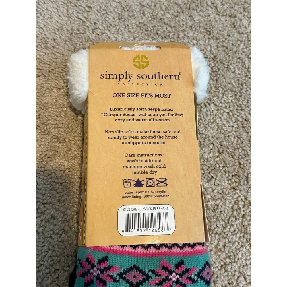 Simply Southern Camper Sherpa Lined Socks NWT Cozy Non Slip Slipper Socks
